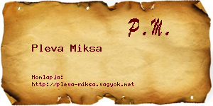 Pleva Miksa névjegykártya